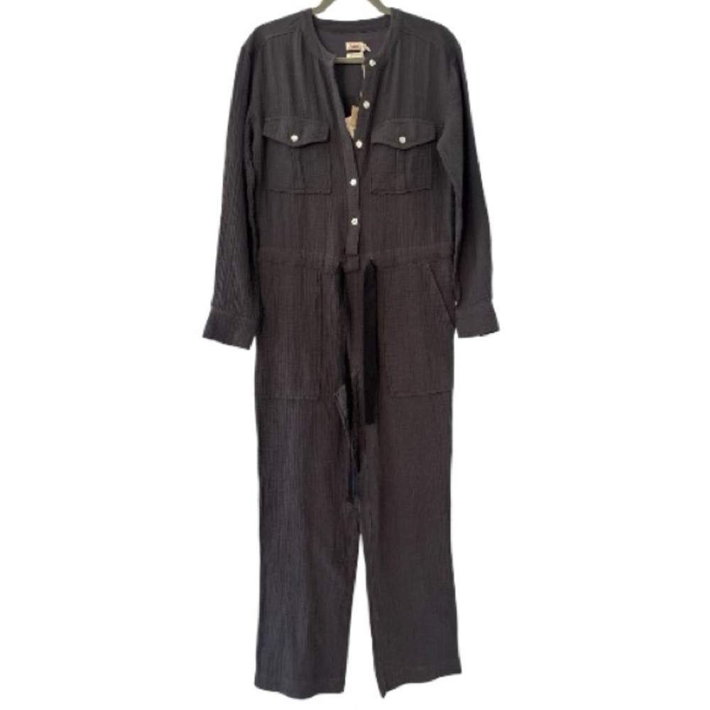 Faherty NWT Dream Organic Cotton Gauze Jumpsuit in Washed Black Extra Small - Picture 2 of 11